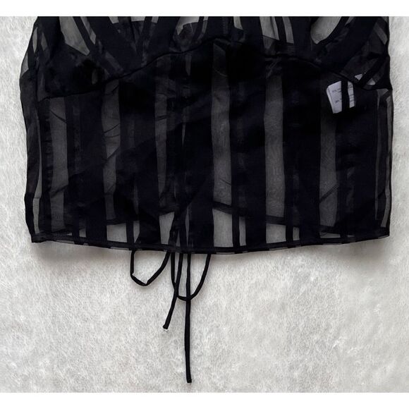 NWOT Zara Black Striped Organza Translucent V-Neck Halter Top, Size Medium - Picture 10 of 15
